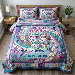 Floral Bible 3 Piece Quilted Bedding Set Gift For Christians