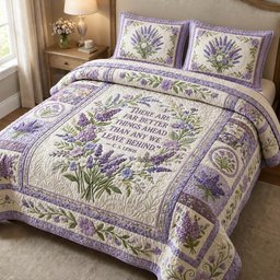 Lavender Bloom Faith 3 Piece Quilted Bedding Set Gift For Christians