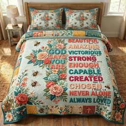 Floral Bible 3 Piece Quilted Bedding Set Gift For Christians