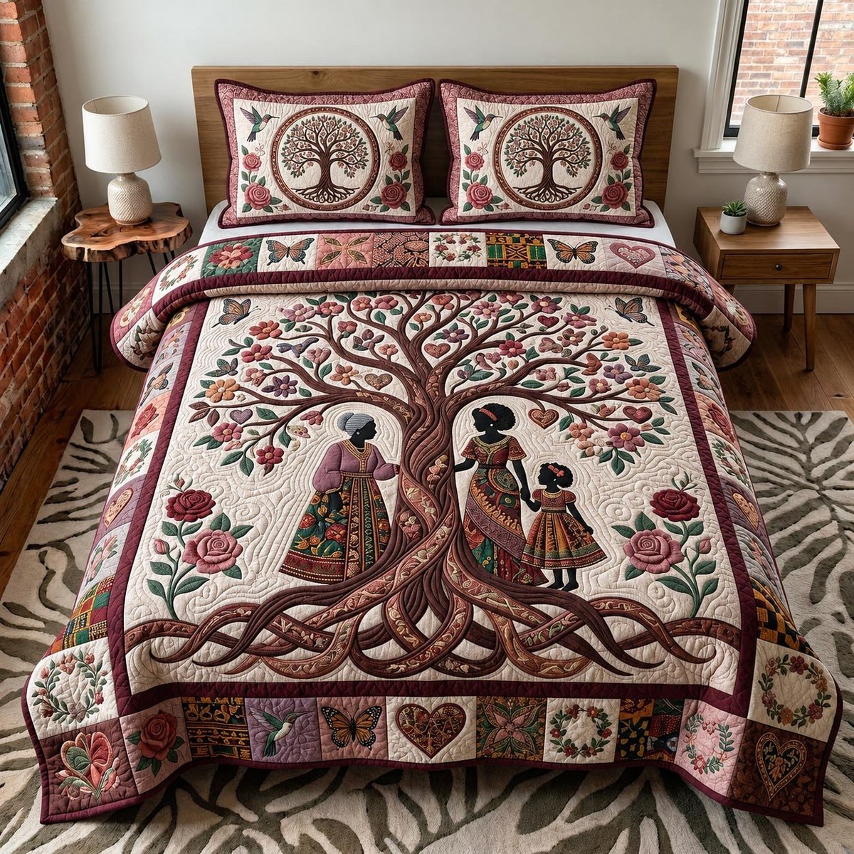 Soul Roots Christian 3 Piece Quilted Bedding Set Gift For Christians