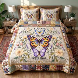 Wings of Faith Christian 3 Piece Quilted Bedding Set Gift For Christians