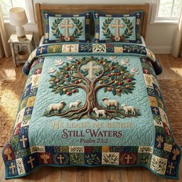 Christian Faith 3 Piece Quilted Bedding Set Gift For Christians