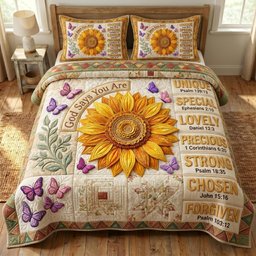 Floral Bible 3 Piece Quilted Bedding Set Gift For Christians