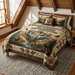 Faith Journey Fishing 3 Piece Quilted Bedding Set Gift For Christians