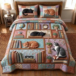 Bookish Soul 3 Piece Quilted Bedding Set Gift For Book Lovers