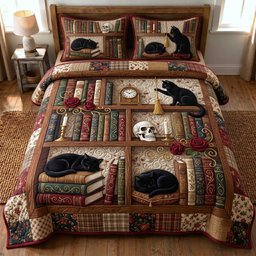 Bookish Soul 3 Piece Quilted Bedding Set Gift For Book Lovers