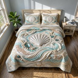 Salt Whisper Beach 3 Piece Quilted Bedding Set Gift For Beach Lovers