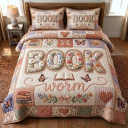 Bookish Soul 3 Piece Quilted Bedding Set Gift For Book Lovers
