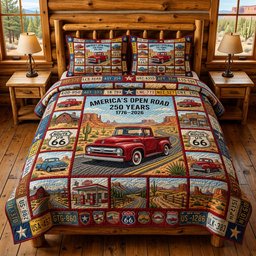 Patriot Route 3 Piece Quilted Bedding Set Gift For Home Decor Lovers
