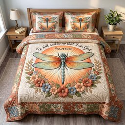 Grace in Flight Christian 3 Piece Quilted Bedding Set Gift For Butterfly Lovers