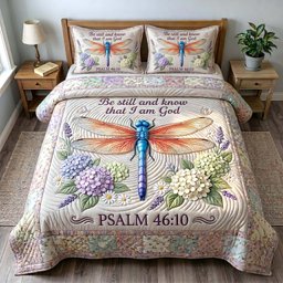 Grace in Flight Christian 3 Piece Quilted Bedding Set Gift For Butterfly Lovers