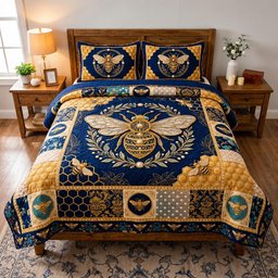 Busy Bee 3 Piece Quilted Bedding Set Gift For Home Decor Lovers