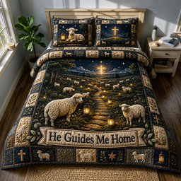 Guided Home 3 Piece Quilted Bedding Set Gift For Christians