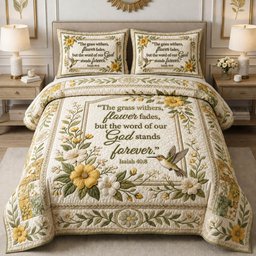 Faith Garden Christian 3 Piece Quilted Bedding Set Gift For Christians