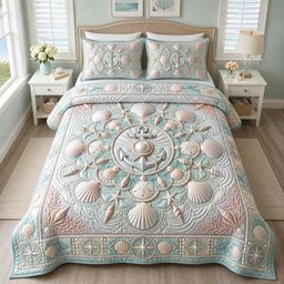 Seaside Whisper Beach 3 Piece Quilted Bedding Set Gift For Beach Lovers