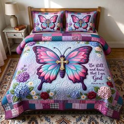 Wings of Faith Christian 3 Piece Quilted Bedding Set Gift For Christians