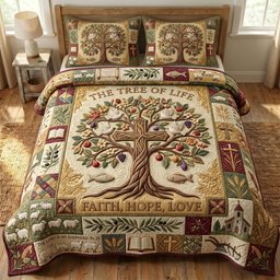 Christian Faith 3 Piece Quilted Bedding Set Gift For Christians