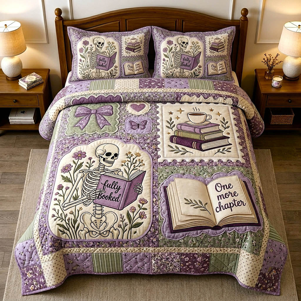 Bookish Soul 3 Piece Quilted Bedding Set Gift For Book Lovers