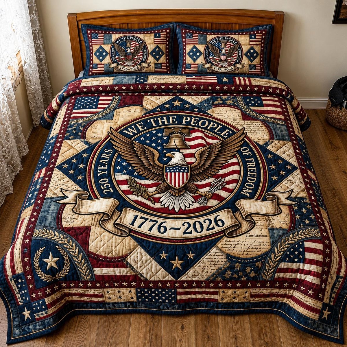 Liberty Patch 3 Piece Quilted Bedding Set Gift For Home Decor Lovers