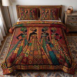 Melanin Queen 3 Piece Quilted Bedding Set Gift For African American Heritage Lovers