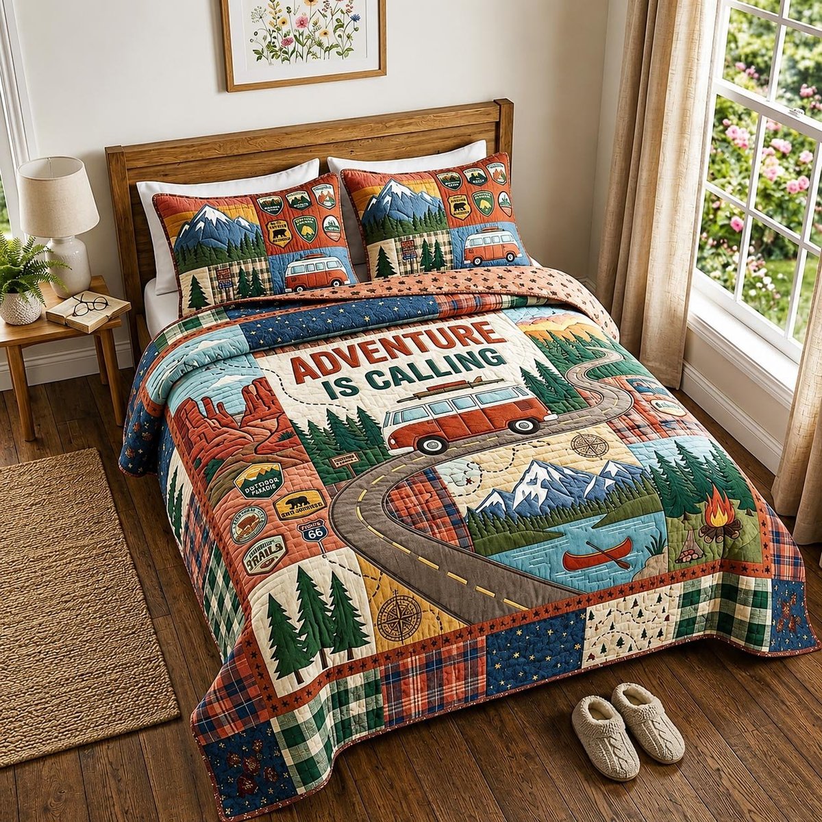 Nature Escape 3 Piece Quilted Bedding Set Gift For Nature Lovers