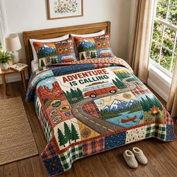 Nature Escape 3 Piece Quilted Bedding Set Gift For Nature Lovers