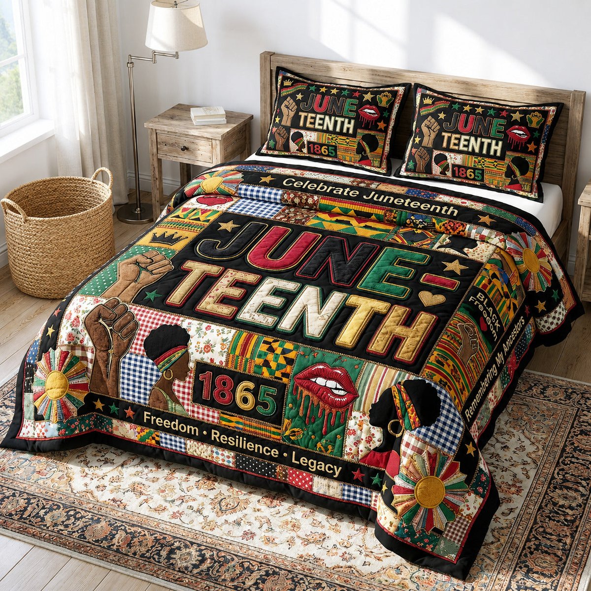 Juneteenth Culture 3 Piece Quilted Bedding Set Gift For African American Heritage Lovers