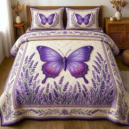 Butterfly Dream 3 Piece Quilted Bedding Set Gift For Butterfly Lovers
