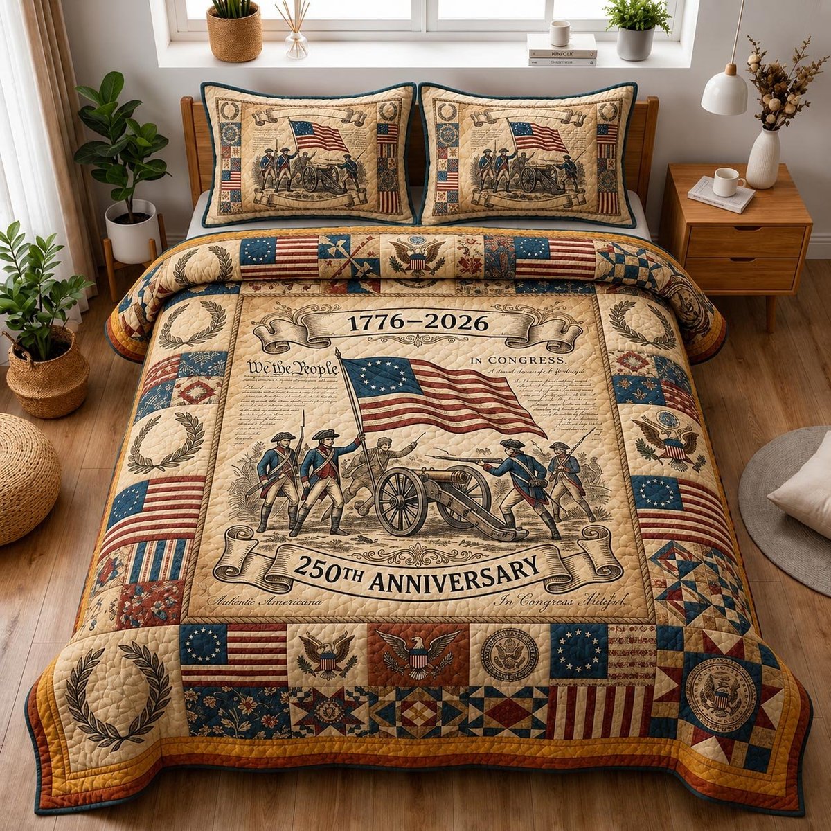 Heritage Patch 3 Piece Quilted Bedding Set Gift For African American Heritage Lovers