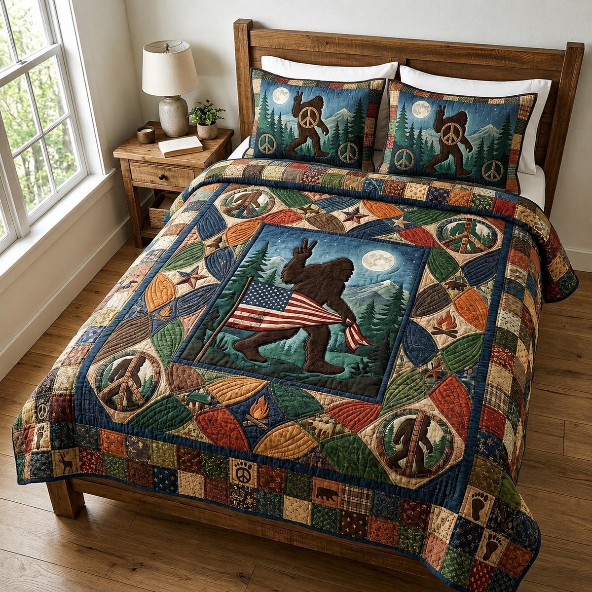 Peace Wander 3 Piece Quilted Bedding Set Gift For Nature Lovers