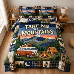 Outdoor Retreat 3 Piece Quilted Bedding Set Gift For Nature Lovers