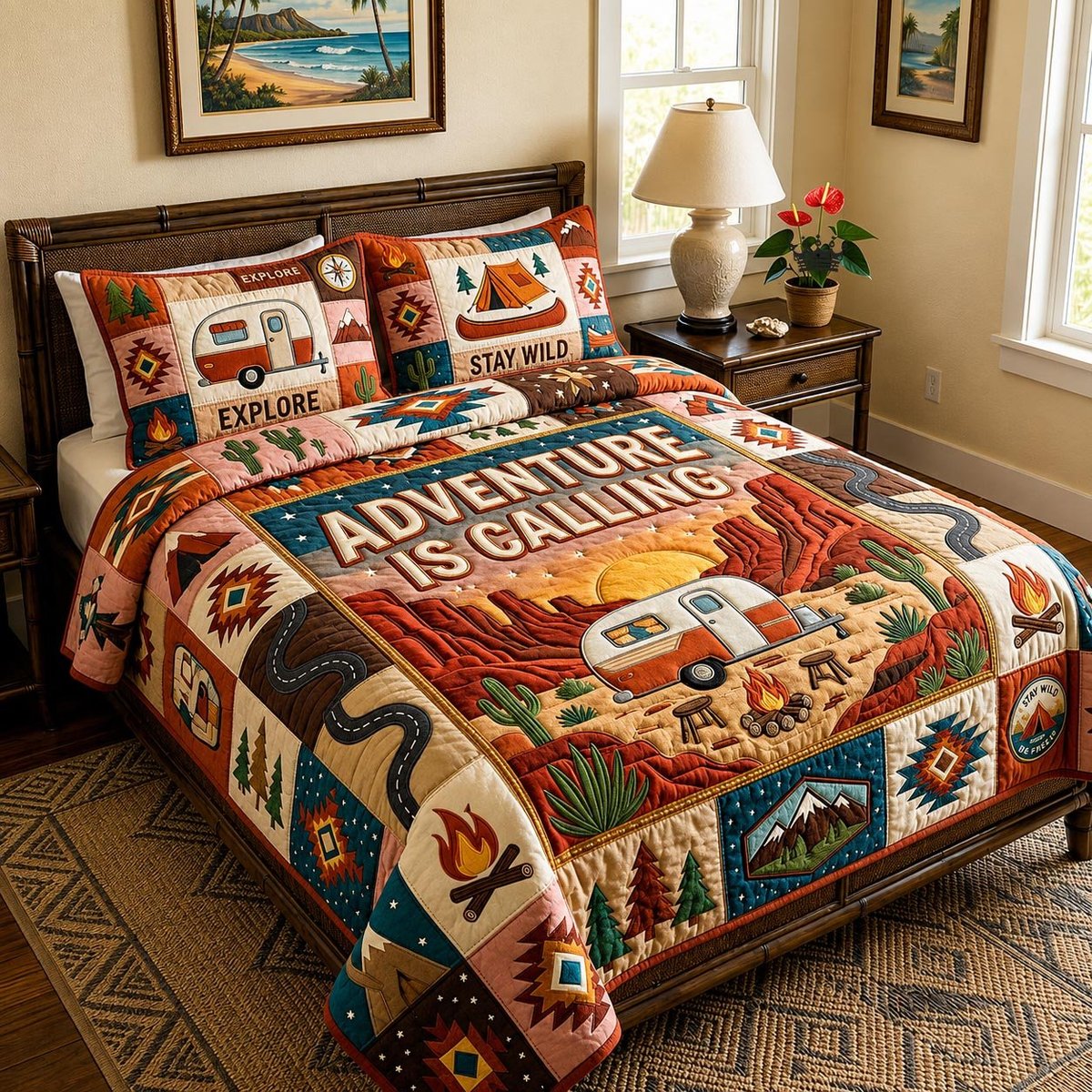 Wild Escape 3 Piece Quilted Bedding Set Gift For Nature Lovers