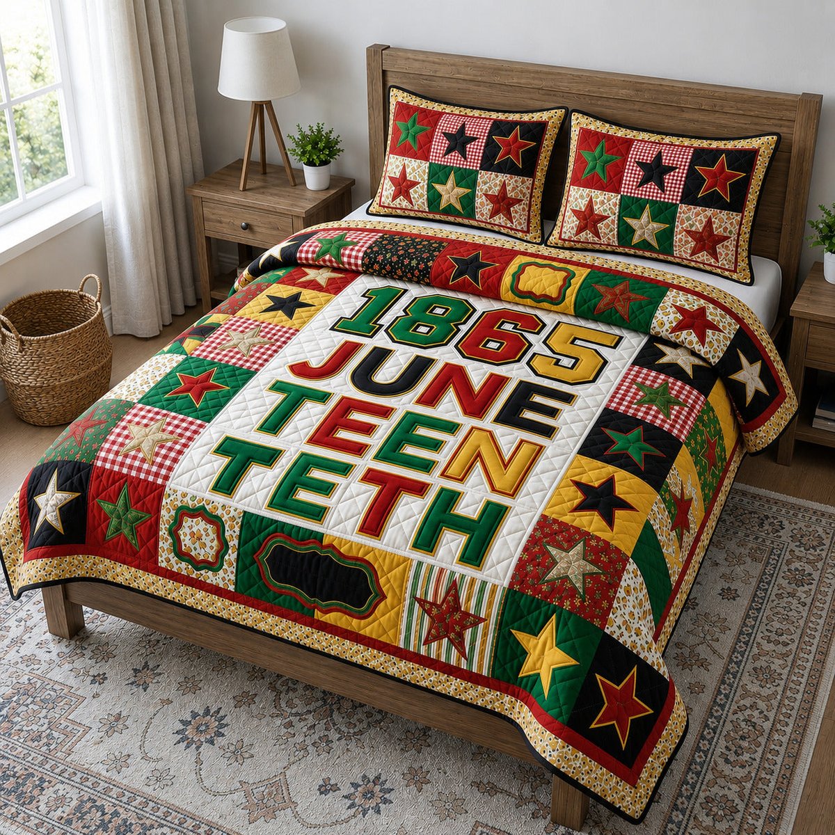 Heritage Patch 3 Piece Quilted Bedding Set Gift For African American Heritage Lovers