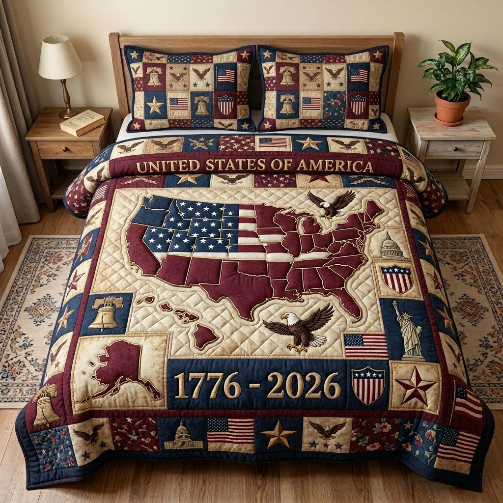 Heritage Patch 3 Piece Quilted Bedding Set Gift For African American Heritage Lovers