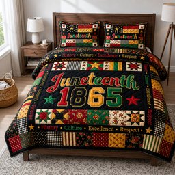 Juneteenth 1865 3 Piece Quilted Bedding Set Gift For African American Heritage Lovers