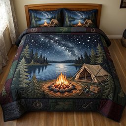 Lake Angler 3 Piece Quilted Bedding Set Gift For Fishing Lovers