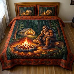 Bigfoot Trail 3 Piece Quilted Bedding Set Gift For Campers