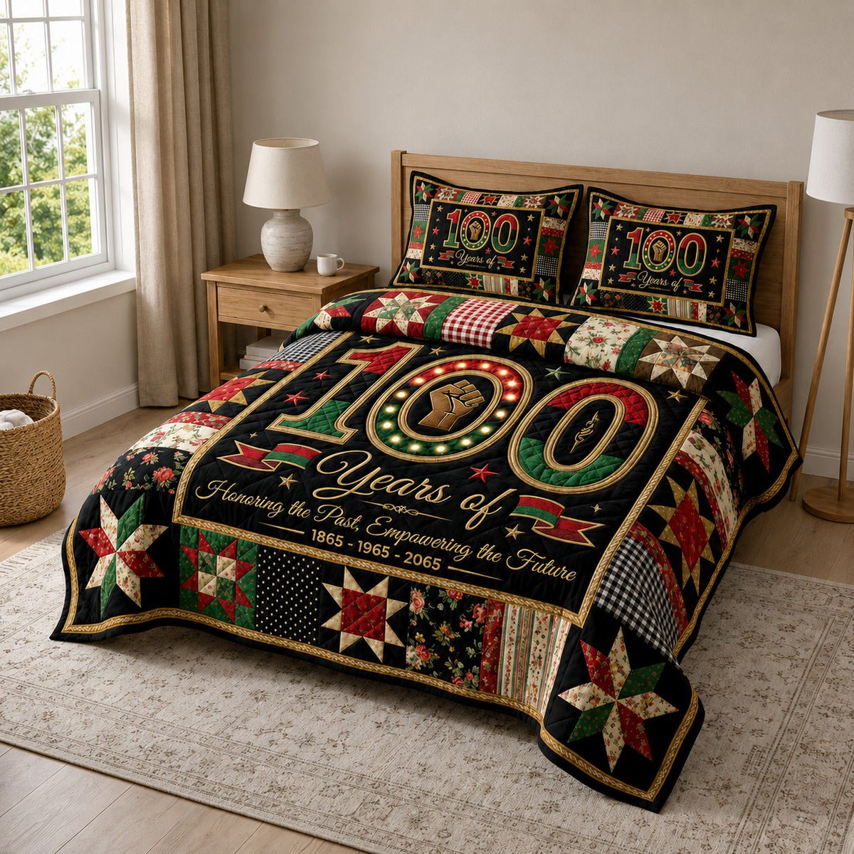 Juneteenth Pride 3 Piece Quilted Bedding Set Gift For African American Heritage Lovers