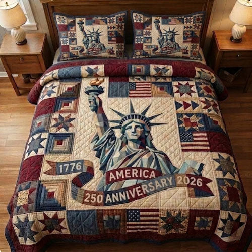 Heritage Patch 3 Piece Quilted Bedding Set Gift For African American Heritage Lovers