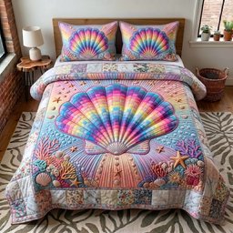 Coastal Whisper Beach 3 Piece Quilted Bedding Set Gift For Beach Lovers