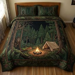 Bigfoot Trail 3 Piece Quilted Bedding Set Gift For Campers
