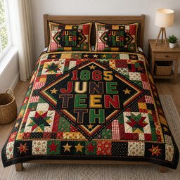 Juneteenth Honor 3 Piece Quilted Bedding Set Gift For African American Heritage Lovers