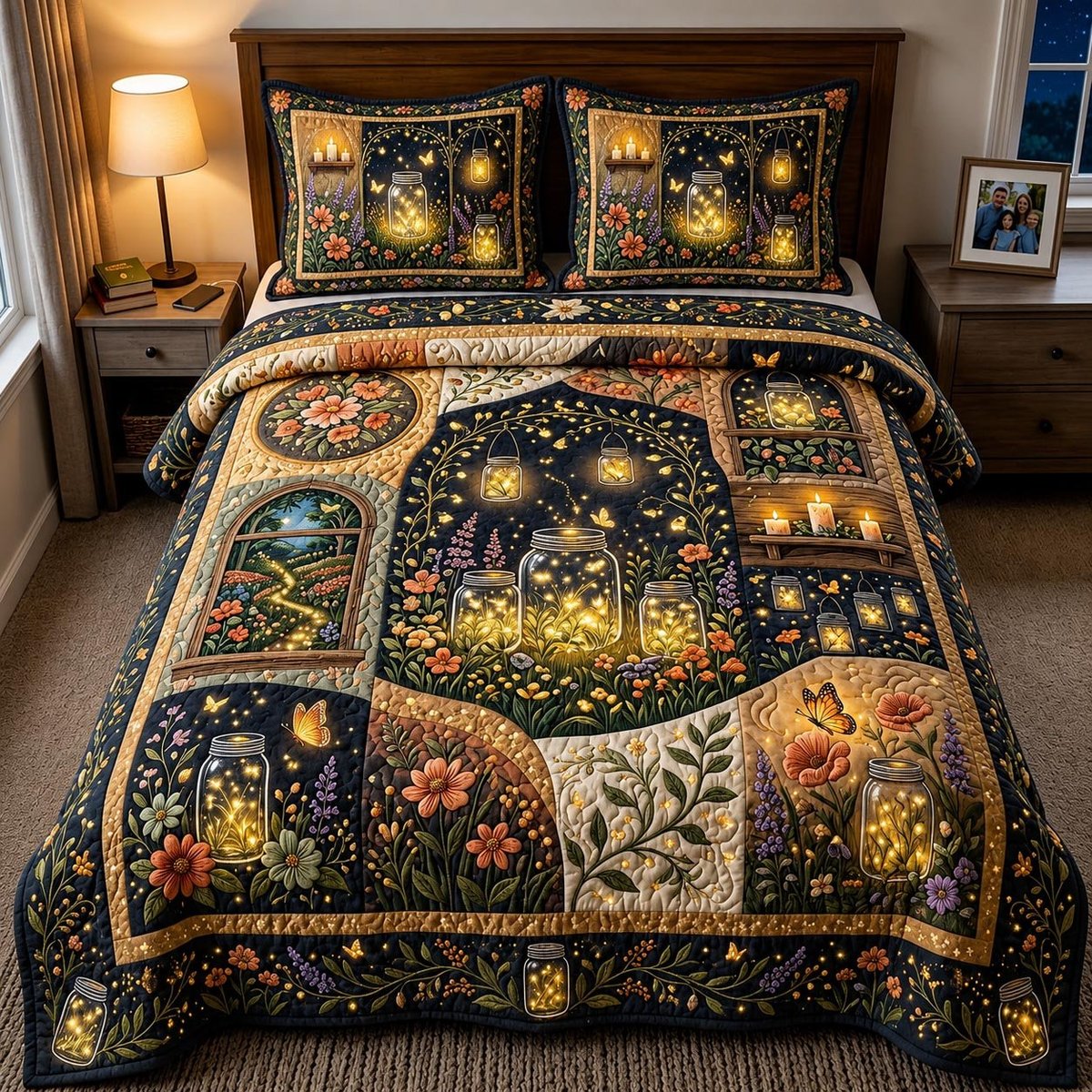 Wild Bloom 3 Piece Quilted Bedding Set Gift For Flower Lovers