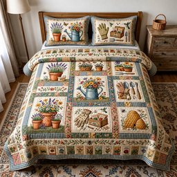 Garden Bloom 3 Piece Quilted Bedding Set Gift For Flower Lovers