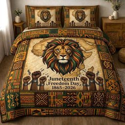 Lion Freedom 3 Piece Quilted Bedding Set Gift For Lion Lovers