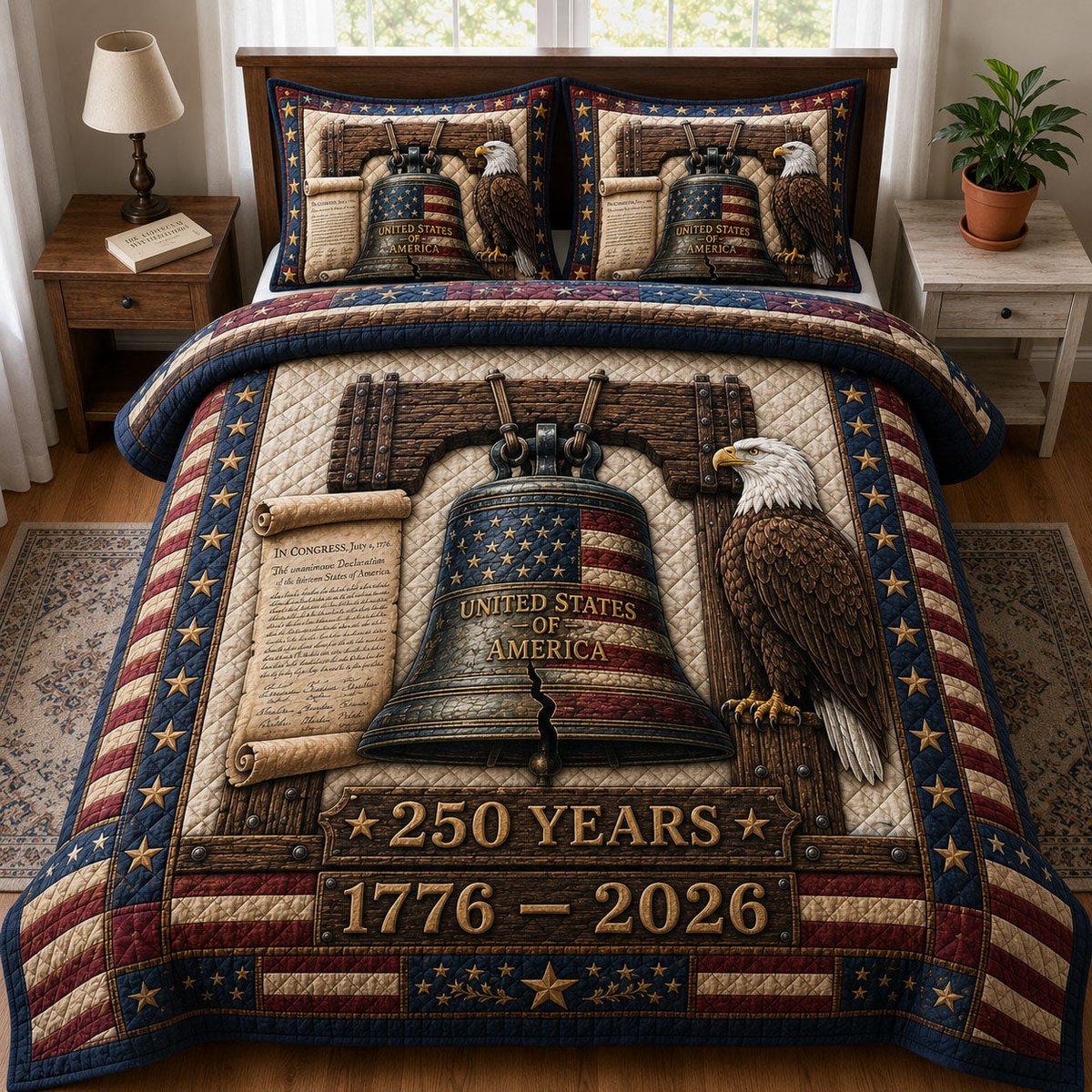 Heritage Patch 3 Piece Quilted Bedding Set Gift For African American Heritage Lovers