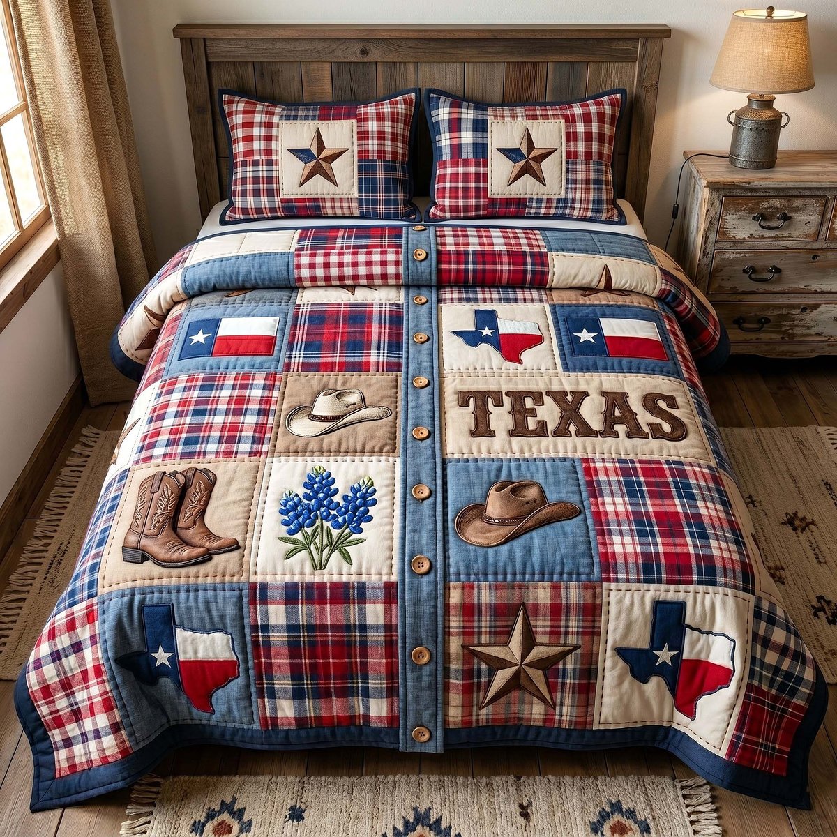 Texas Pride 3 Piece Quilted Bedding Set Gift For Western Lovers