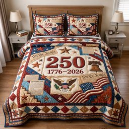 Heritage Patch 3 Piece Quilted Bedding Set Gift For African American Heritage Lovers