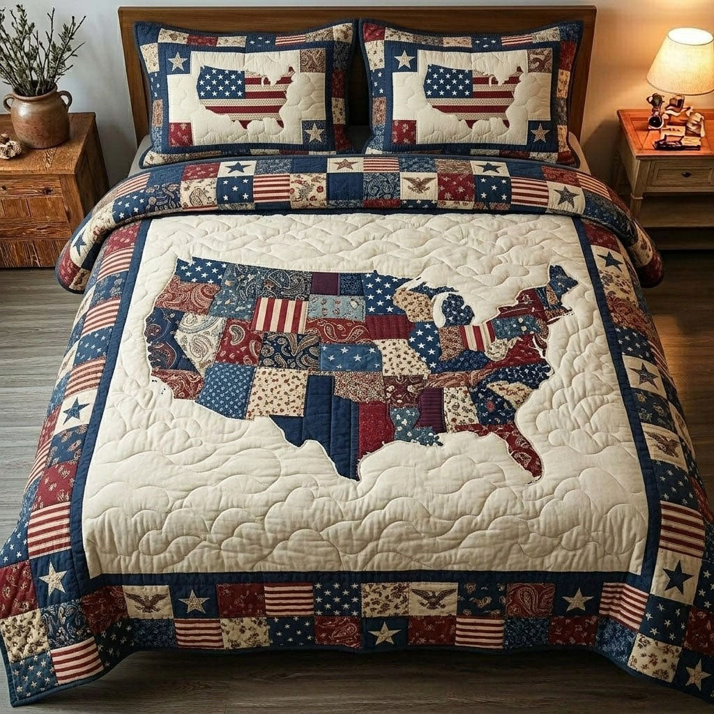 Heritage Patch 3 Piece Quilted Bedding Set Gift For African American Heritage Lovers
