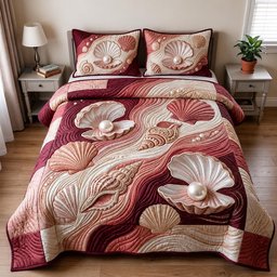 Coastal Whisper Beach 3 Piece Quilted Bedding Set Gift For Beach Lovers
